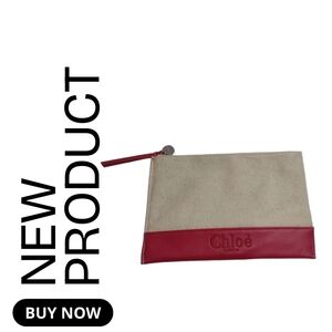 NEW Chloe Perfume Beige and Red Women's Clutch Valientines Day